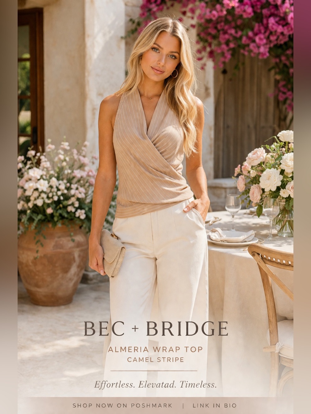 BEC + BRIDGE ALMERIA WRAP TOP CAMEL STRIPE SIZE 2 NWT